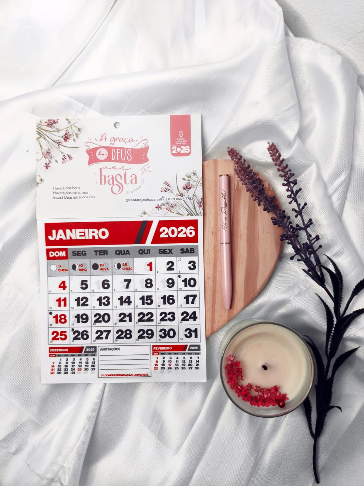 Calendário de Parede 2026 - Folhas destacável